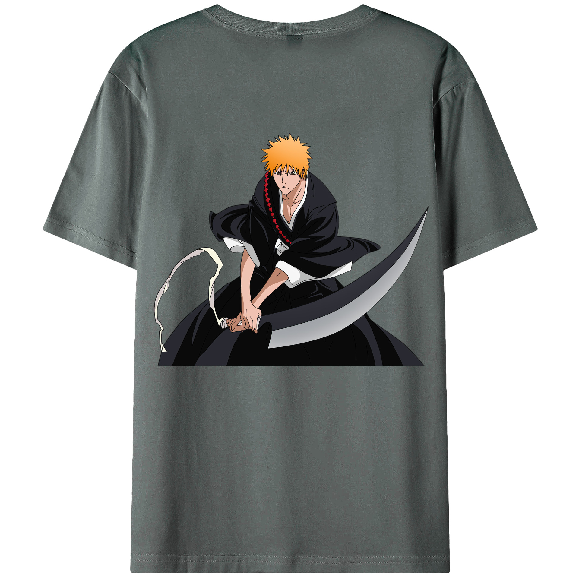 （画像用） ブリーチ 黒崎一護（くろさき いちご）BLEACH Kurosaki Ichigo 綿100％半袖Tシャツ（背面プリント）